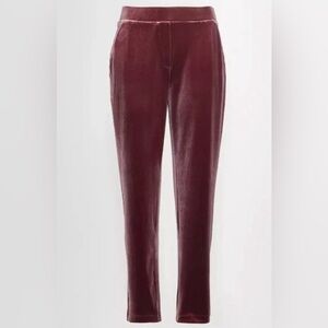 New Loft velvet tapered ankle pant, pull on, purple burgundy
